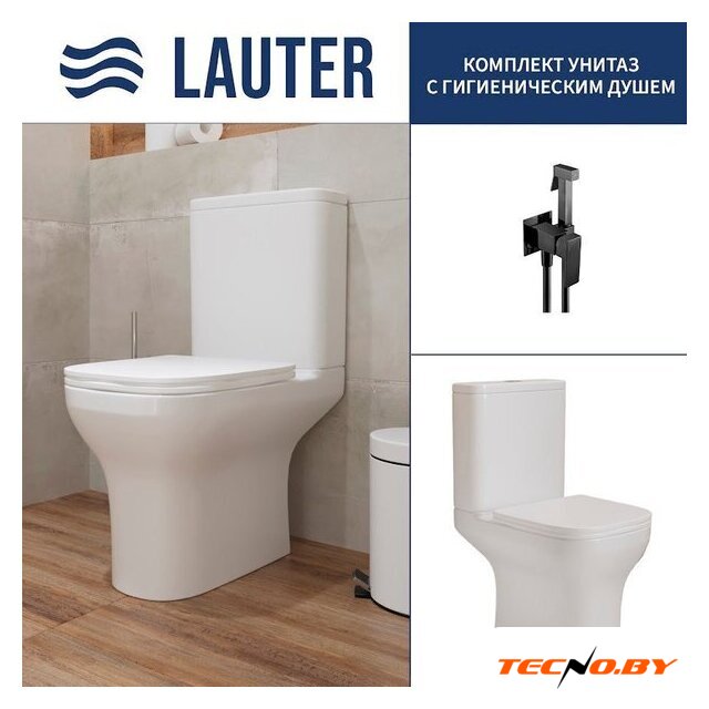 Унитаз напольный Lauter W236 2110236 + гигиенический душ Rinse 21GN4052BM - Изображение №1 — Интернет-Магазин TECNO.BY