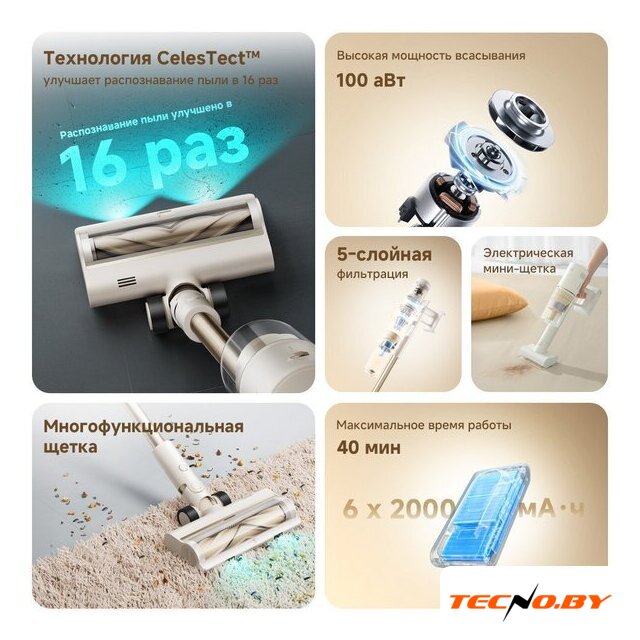 Пылесос Dreame Cordless Vacuum Cleaner R10s Essential VZV29A (евровилка, белый) - Изображение №8 — Интернет-Магазин TECNO.BY
