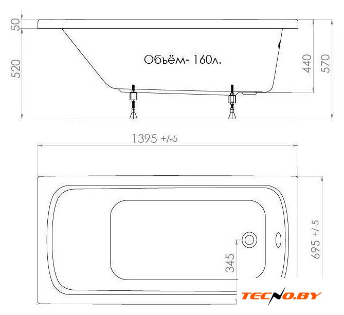Ванна Triton Стандарт 140x70 (с каркасом и экраном) - Изображение №5 — Интернет-Магазин TECNO.BY