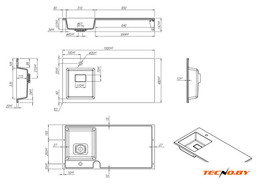 Умывальник Roxen Faber 100L 30010100L-W - Изображение №5 — Интернет-Магазин TECNO.BY
