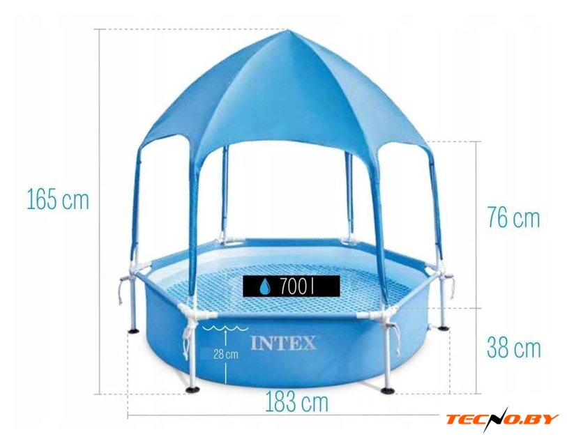 Каркасный бассейн Intex Metal Frame с навесом 28209NP (183x38) - Изображение №3 — Интернет-Магазин TECNO.BY