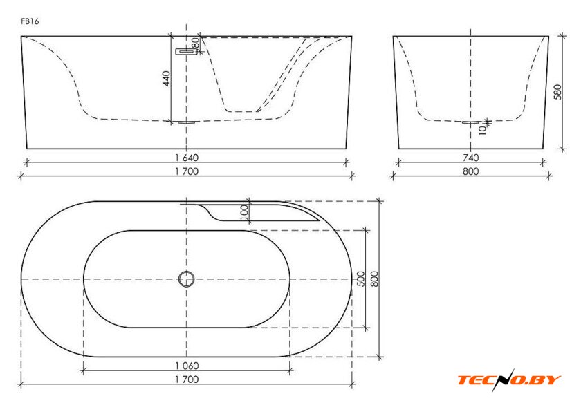 Ванна Ceramica Nova Omega FB16 170x80 - Изображение №5 — Интернет-Магазин TECNO.BY