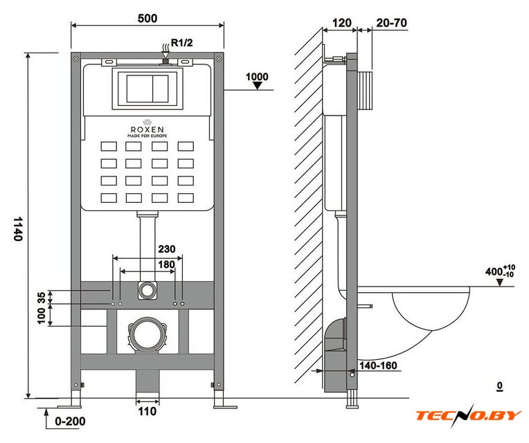 Инсталляция для унитаза Roxen StounFix Dual Fresh 859290 - Изображение №11 — Интернет-Магазин TECNO.BY