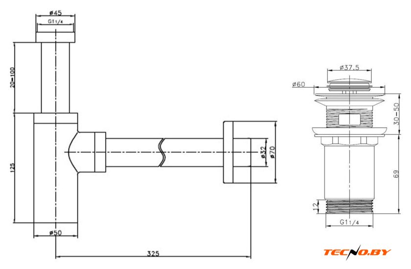 Умывальник Lauter 21540 + клапан 21190G + сифон 21635G (золото) - Изображение №18 — Интернет-Магазин TECNO.BY