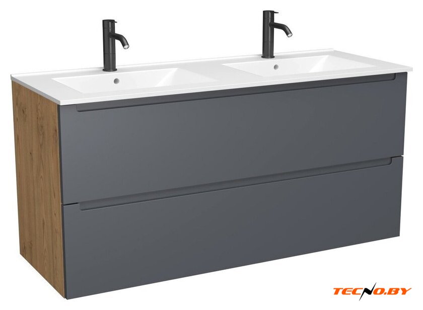  ЗОВ Тумба с умывальником Дион 120 D120LHO0M7015MKV5-OL120 (графит матовый/дуб) - Изображение №1 — Интернет-Магазин TECNO.BY