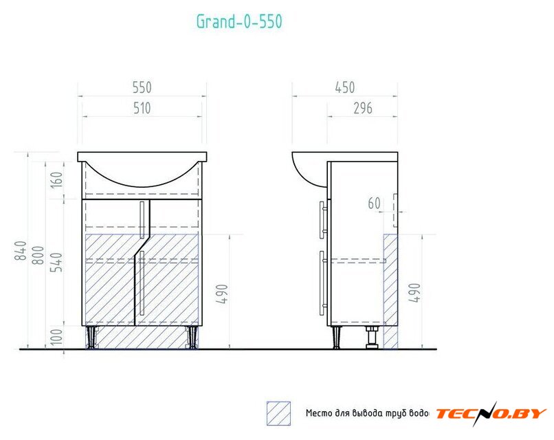  Vigo Тумба под умывальник Grand 600-2-0 - Изображение №6 — Интернет-Магазин TECNO.BY