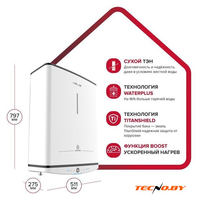 Накопительный электрический водонагреватель Ariston Velis Tech Abse Dry 50 - Изображение №3 — Интернет-Магазин TECNO.BY