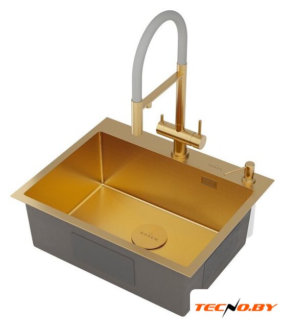Кухонная мойка Roxen Simple 560220-60G-GR золото/текстурная PVD покрытие (с коландером и дозатором) - Изображение №12 — Интернет-Магазин TECNO.BY
