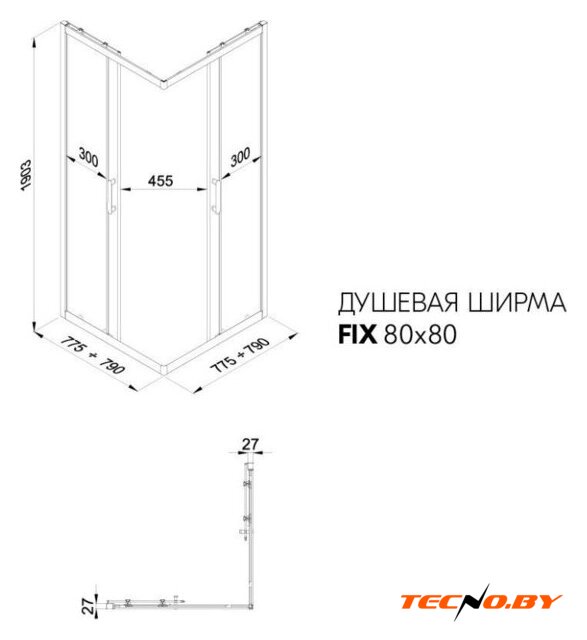 Душевой уголок Triton Фикс-Хром 80x80 (без поддона) - Изображение №15 — Интернет-Магазин TECNO.BY