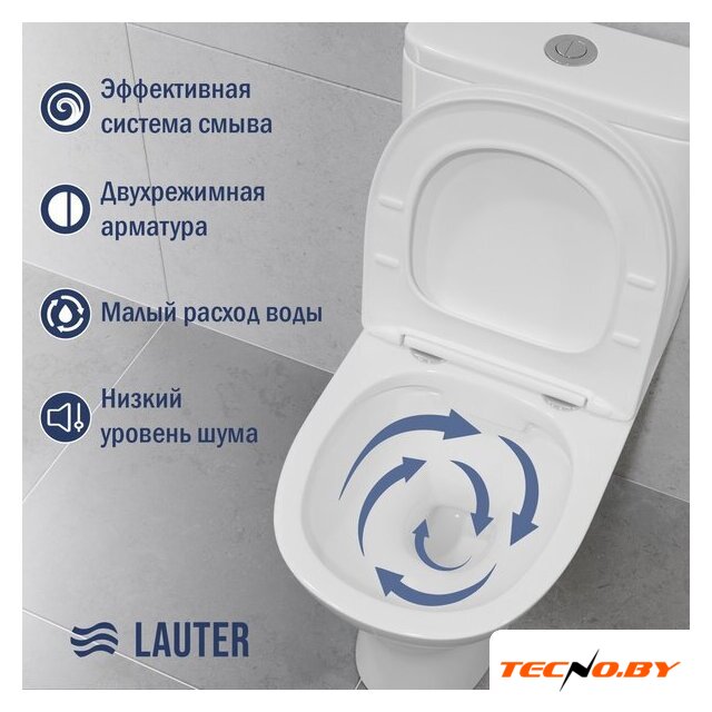 Унитаз напольный Lauter W224 2110224 + гигиенический душ Mist 21TZ221CH (горизонтальный выпуск) - Изображение №4 — Интернет-Магазин TECNO.BY
