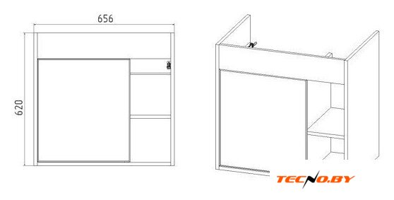  Viant Тумба под умывальник Бостон Como 70 VBOS70COG-T1STP - Изображение №4 — Интернет-Магазин TECNO.BY