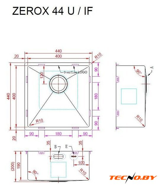 Кухонная мойка ZorG Zerox 44 U / IF Steel - Изображение №4 — Интернет-Магазин TECNO.BY