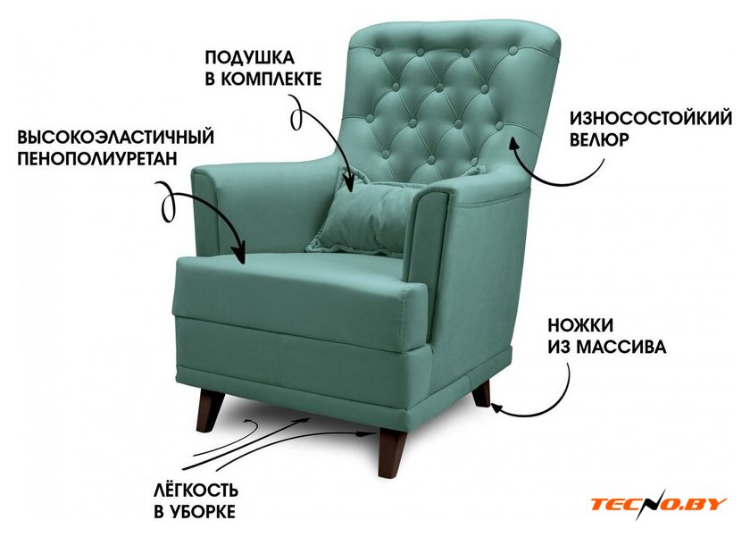Интерьерное кресло Mio Tesoro Каприз (Velutto 43/шоколад) - Изображение №3 — Интернет-Магазин TECNO.BY
