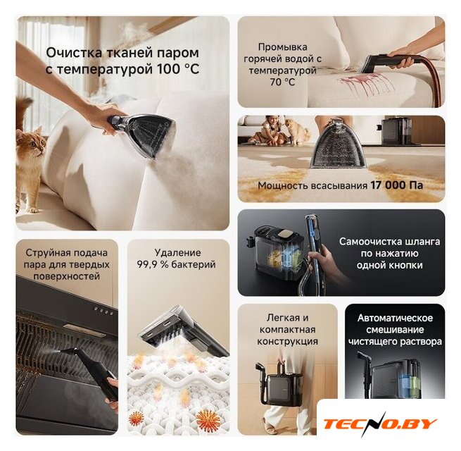Пылесос Dreame Portable Carpet Spot Cleaner N20 Steam HNR27A (евровилка, черный) - Изображение №21 — Интернет-Магазин TECNO.BY