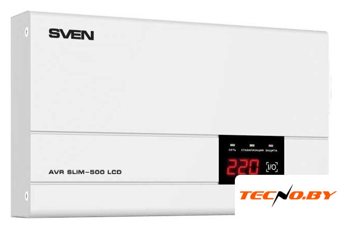Стабилизатор напряжения SVEN AVR SLIM-500 LCD - Изображение №1 — Интернет-Магазин TECNO.BY