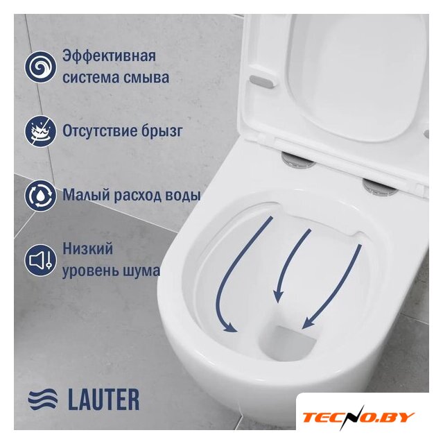 Унитаз подвесной Lauter Vortex 2110830+GROHE Rapid SL 38721001+37131000 с кнопкой (овальная, хром) - Изображение №6 — Интернет-Магазин TECNO.BY