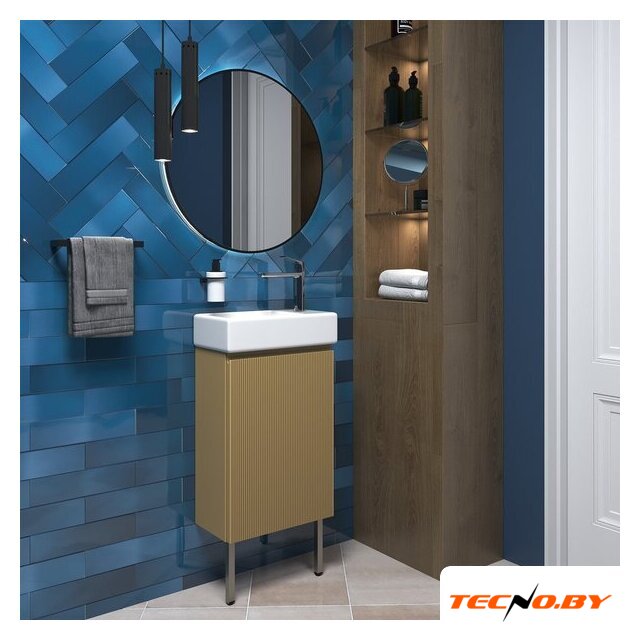  Wellsee Тумба под умывальник 3 в 1 WC Area 221803003 (тумба/матовый бежевый, раковина/глянцевый белый, ножки/нержавеющая сталь) - Изображение №7 — Интернет-Магазин TECNO.BY