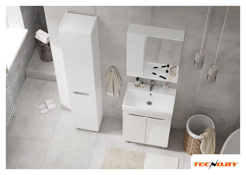  Volna Шкаф с зеркалом Lake 70 L (белый) - Изображение №6 — Интернет-Магазин TECNO.BY