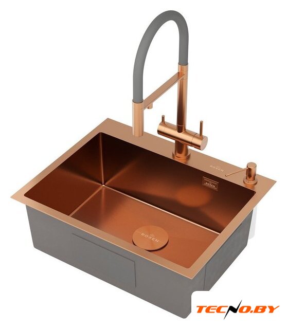 Кухонная мойка Roxen Simple 560220-60BR-V бронза/текстурная PVD покрытие (с коландером и дозатором) - Изображение №11 — Интернет-Магазин TECNO.BY