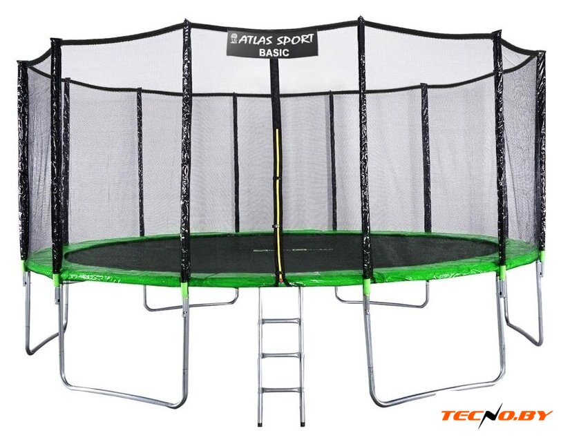Батут Atlas Sport 490 см - 16ft Basic (с лестницей, внешняя сетка, зеленый) - Изображение №1 — Интернет-Магазин TECNO.BY