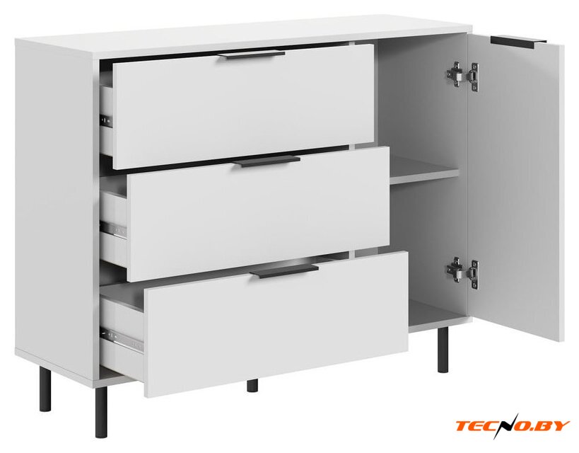 Тумба Mio Tesoro Rimini KOM1D3S (белый/белый) - Изображение №2 — Интернет-Магазин TECNO.BY