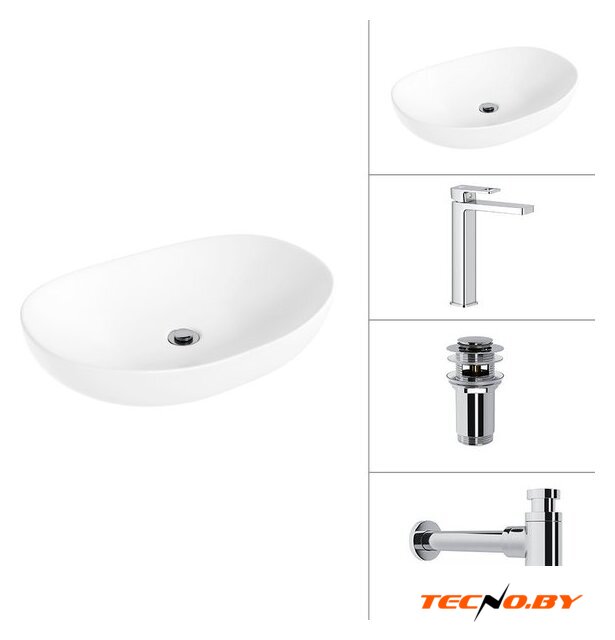 Умывальник Lauter 21502 + Cascade 21СК0655C + сифон 21635CH + дон.клапан 21190CH (хром) - Изображение №1 — Интернет-Магазин TECNO.BY