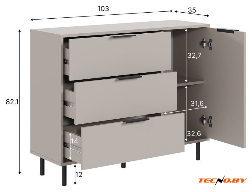 Тумба Mio Tesoro Rimini KOM1D3S (кашемир/кашемир) - Изображение №10 — Интернет-Магазин TECNO.BY