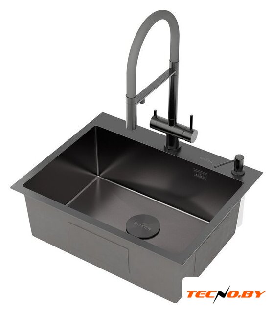 Кухонная мойка Roxen Simple 560220-60B-V графит/текстурная PVD покрытие (с коландером и дозатором) - Изображение №10 — Интернет-Магазин TECNO.BY