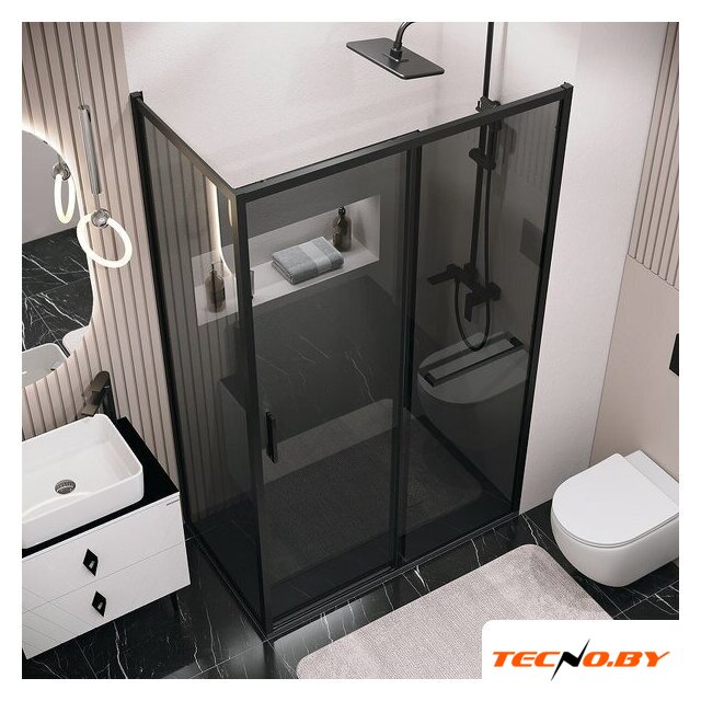 Душевая стенка Grossman Style 70x195 200.K33.05.70.21.10 (черный матовый,стекло тонированное) - Изображение №3 — Интернет-Магазин TECNO.BY