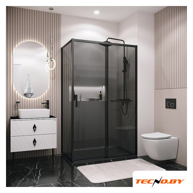 Душевая стенка Grossman Style 70x195 200.K33.05.70.21.10 (черный матовый,стекло тонированное) - Изображение №2 — Интернет-Магазин TECNO.BY