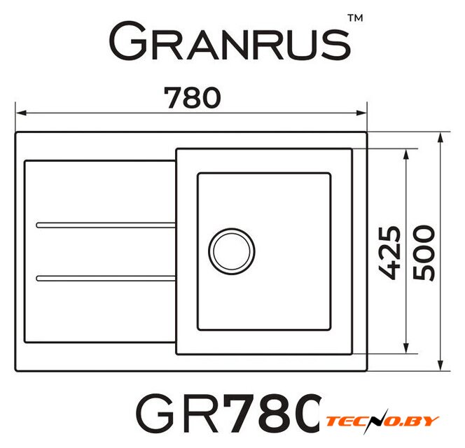 Кухонная мойка Granrus GR-780 (бежевый) - Изображение №2 — Интернет-Магазин TECNO.BY