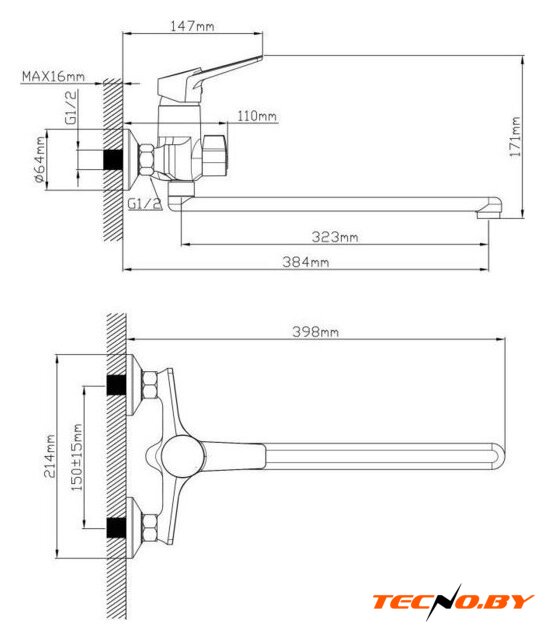 Смеситель Econoce D35-A 570 EC0577BL (черный) - Изображение №2 — Интернет-Магазин TECNO.BY