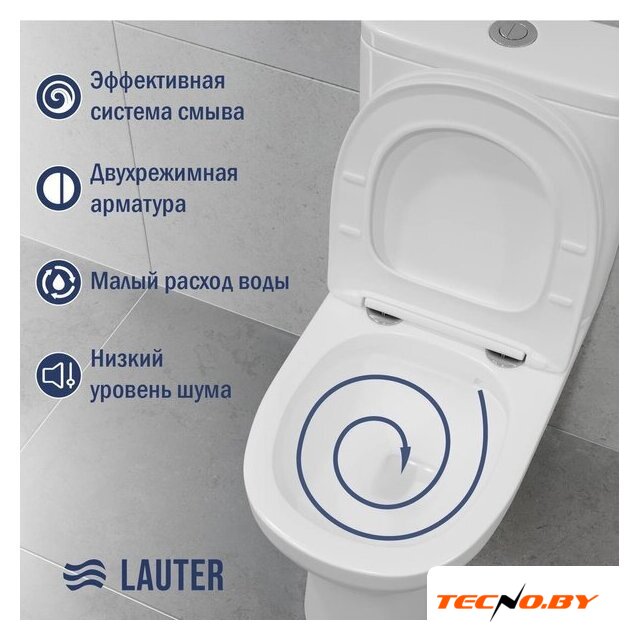 Унитаз напольный Lauter W246 2110246 + гигиенический душ Rainix 21LT7711CH (горизонтальный выпуск) - Изображение №5 — Интернет-Магазин TECNO.BY