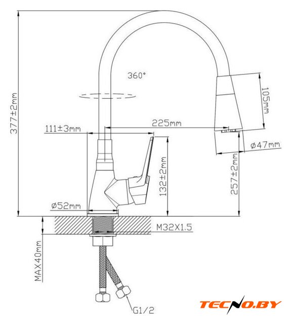 Смеситель Econoce D35-A 570 EC0574BL (черный) - Изображение №2 — Интернет-Магазин TECNO.BY