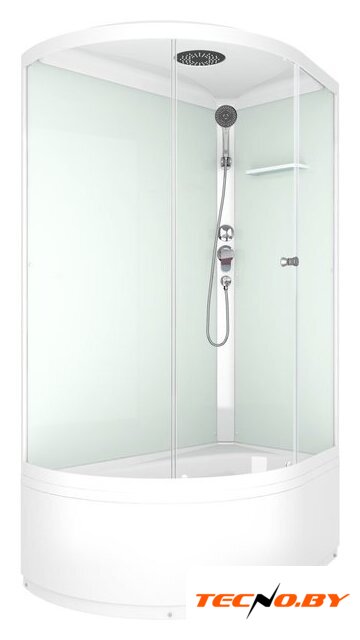 Душевая кабина Domani-Spa Simple 128 high R V1.2 (прозрачное стекло/белый) - Изображение №1 — Интернет-Магазин TECNO.BY