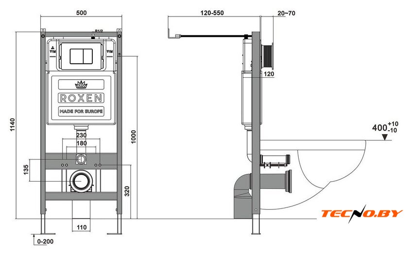 Унитаз подвесной Roxen Cube One Rimless 6 в 1 StounFix Dual Fresh 616329 (оружейная сталь/металл) - Изображение №25 — Интернет-Магазин TECNO.BY