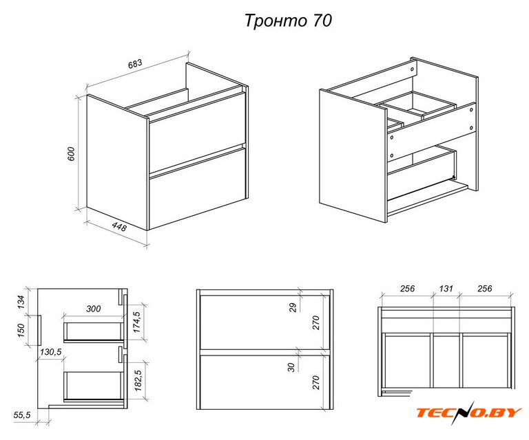  Uncoria Тумба под умывальник Тронто 70 (орех/лион) - Изображение №4 — Интернет-Магазин TECNO.BY