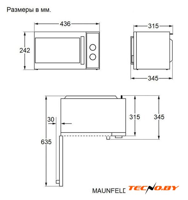 Микроволновая печь MAUNFELD MFSMO720MW02 - Изображение №3 — Интернет-Магазин TECNO.BY