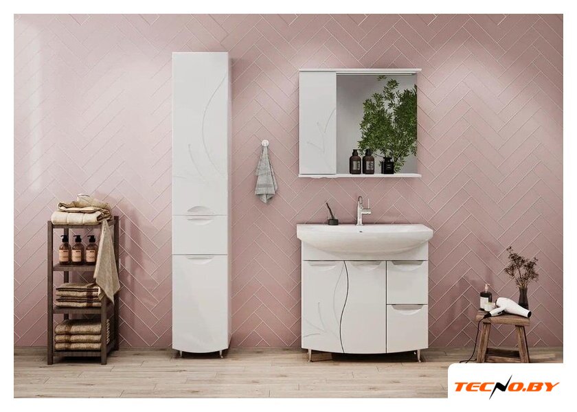  Volna Шкаф с зеркалом Adel 80 L (белый) - Изображение №6 — Интернет-Магазин TECNO.BY