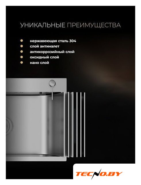Кухонная мойка Roxen Simple 560220-50 сатин (с коландером и дозатором) - Изображение №9 — Интернет-Магазин TECNO.BY