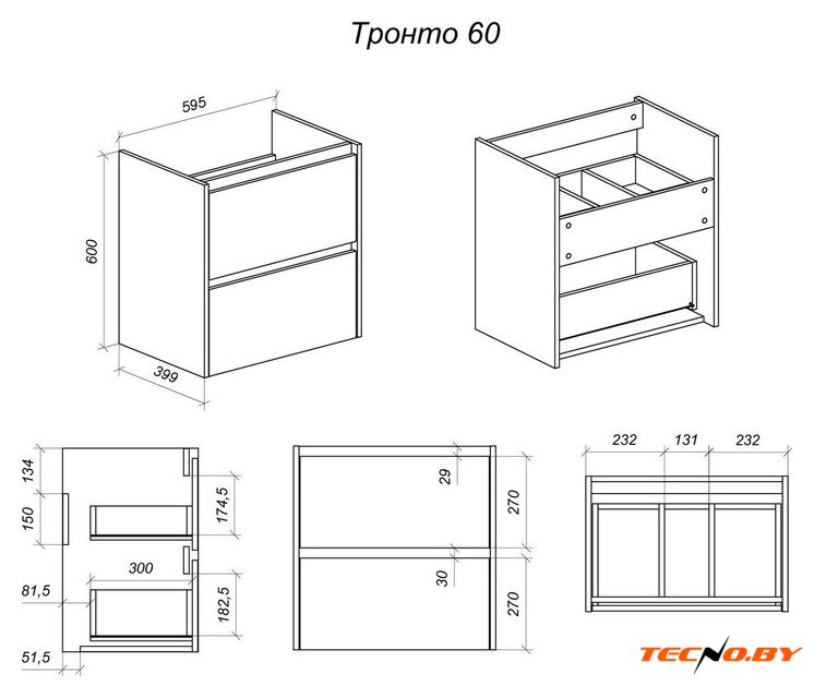  Uncoria Тумба под умывальник Тронто 60 (белый) - Изображение №4 — Интернет-Магазин TECNO.BY