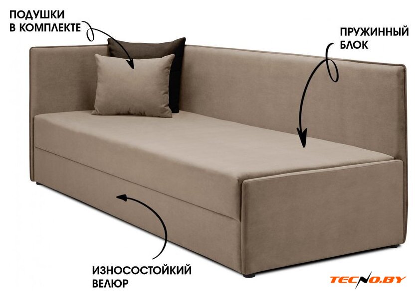 Тахта Mio Tesoro Гамма 800 левая (Velutto 21/Velutto 24) - Изображение №3 — Интернет-Магазин TECNO.BY