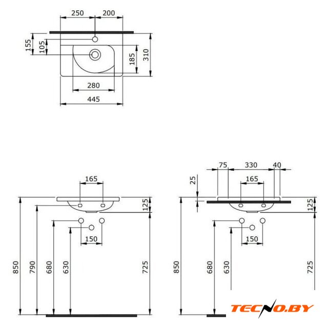 Умывальник Berges Wasserhaus Small 45x31 182008 - Изображение №3 — Интернет-Магазин TECNO.BY