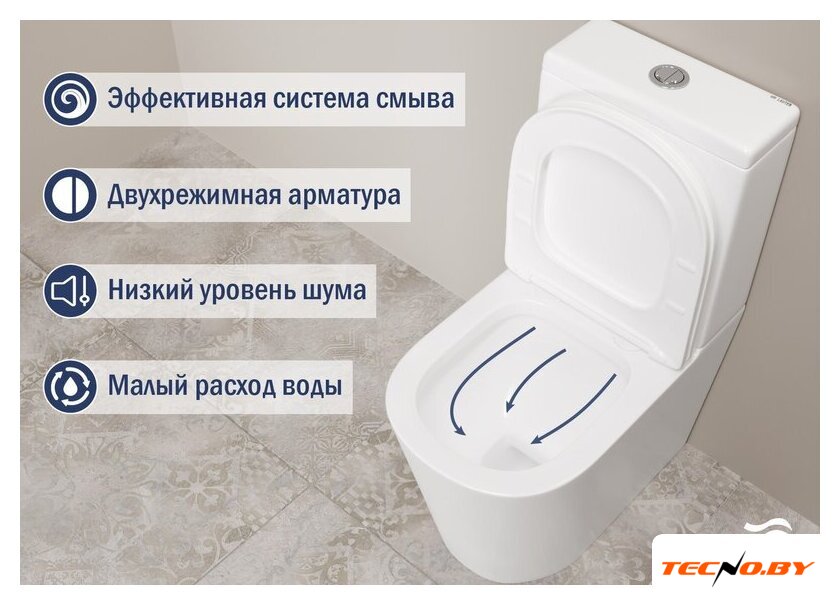 Унитаз напольный Lauter W76 P-TRAP 21122762 + гигиенический душ Infinity 21LT0103CH (горизонтальный выпуск) - Изображение №6 — Интернет-Магазин TECNO.BY