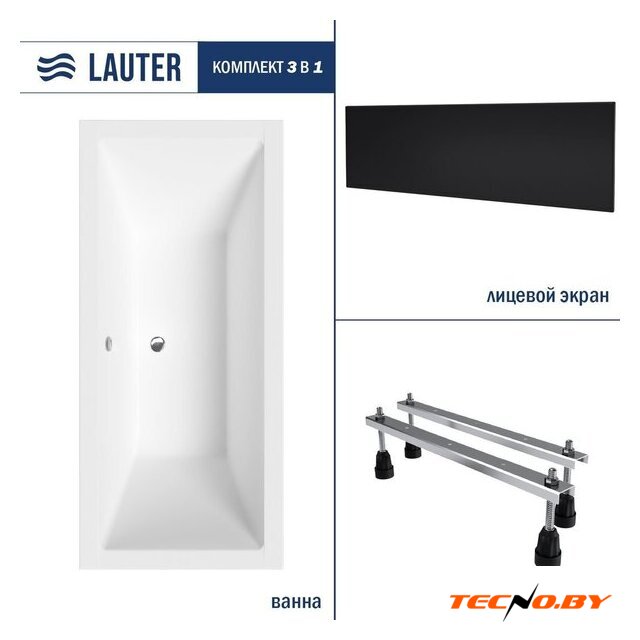 Ванна Lauter Oasis 155х70 21203055 (с ножками и лицевым черным экраном) - Изображение №2 — Интернет-Магазин TECNO.BY