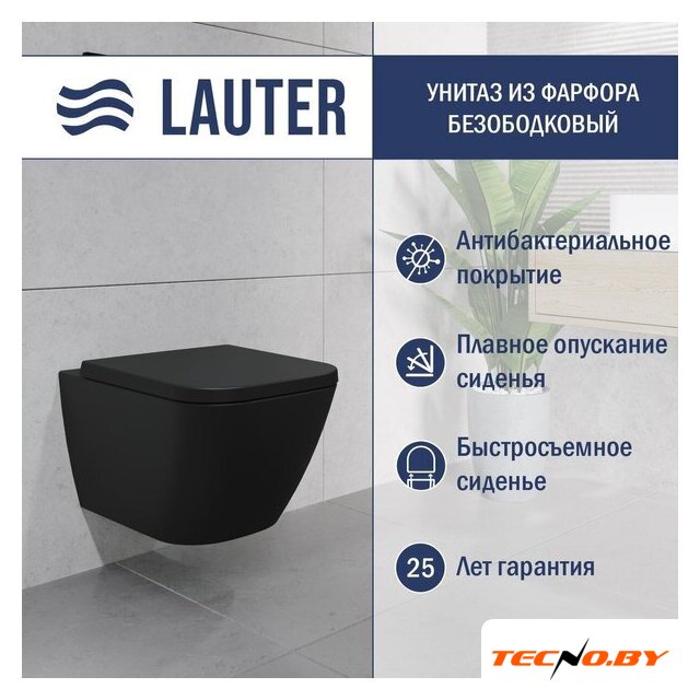 Унитаз подвесной Lauter Nuremberg 21811B (черный) - Изображение №1 — Интернет-Магазин TECNO.BY