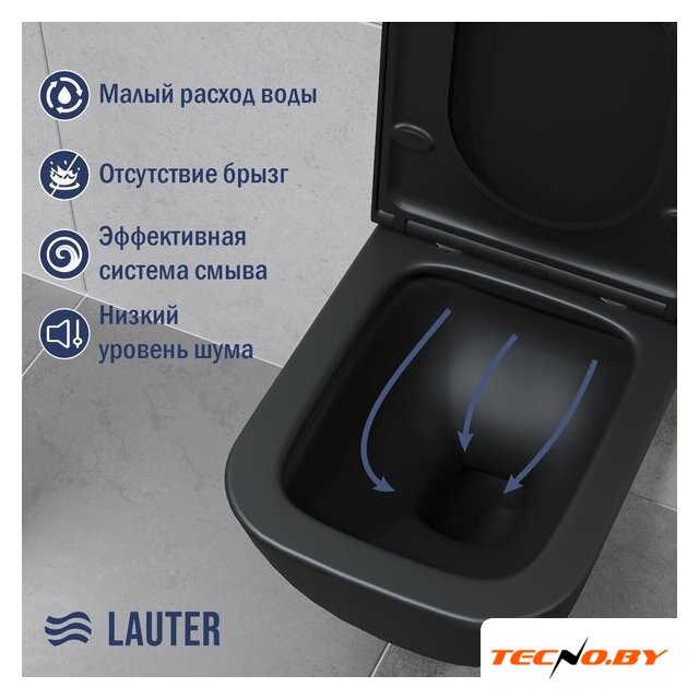 Унитаз подвесной Lauter Nuremberg 21811B (черный) - Изображение №3 — Интернет-Магазин TECNO.BY