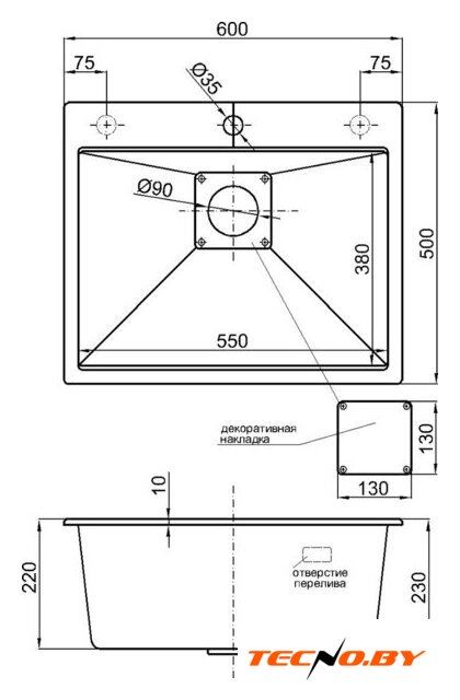 Кухонная мойка Marblan Comfort 60 (оникс, с сифоном и колландером) - Изображение №20 — Интернет-Магазин TECNO.BY