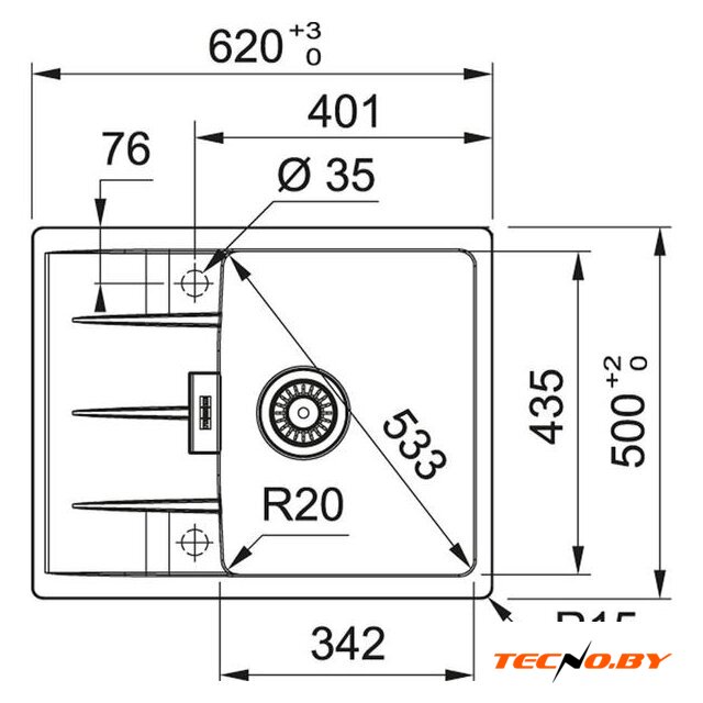 Кухонная мойка Franke Centro CNG 611/211-62 Fragranite 114.0639.680 (миндаль) - Изображение №2 — Интернет-Магазин TECNO.BY