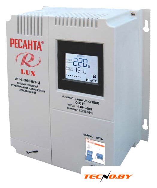 Стабилизатор напряжения Ресанта Lux АСН-3000Н/1-Ц - Изображение №1 — Интернет-Магазин TECNO.BY